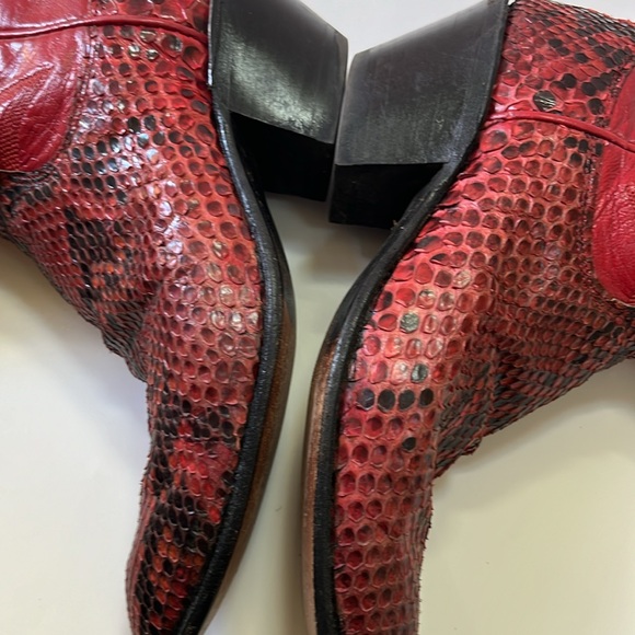 Vintage Olathe Handmade Boots Size 5 B GORGEOUS Red Snakeskin - Picture 16 of 16